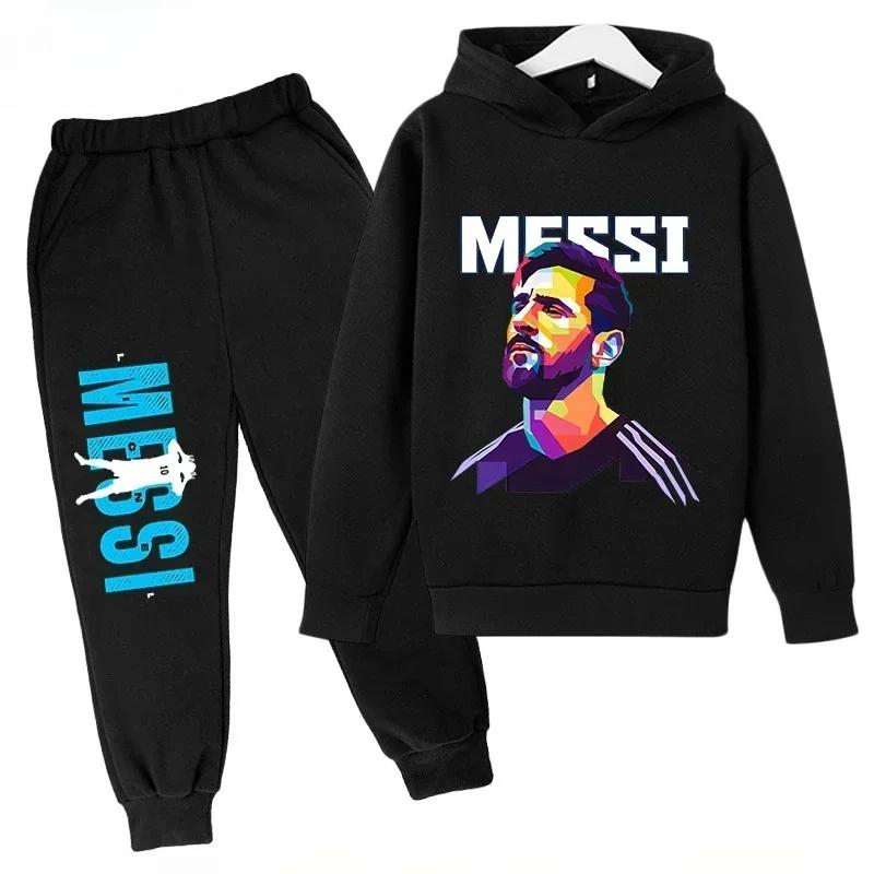 Messi Print Children's Set Sports Hoodie Pants Suit 2pcs Set Boys Girls Baby Kid Clothing Casual Fashion Autumn Winter Sportsuit