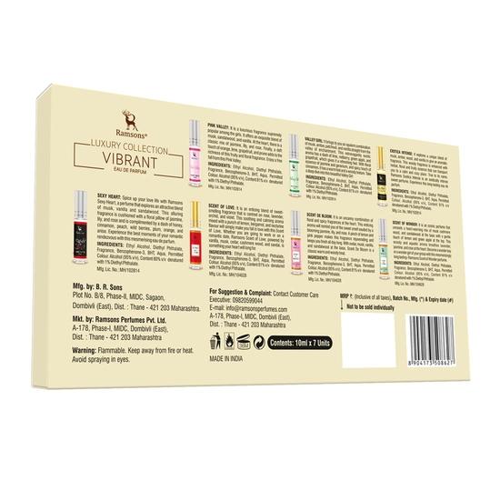 Ramsons - VIBRANT LUXURY Collection Eau De Parfum | 10 ML X 7 Variants | Set of 7 Perfumes | Exotica Intense | Scent Of Love|Scent Of Wonder