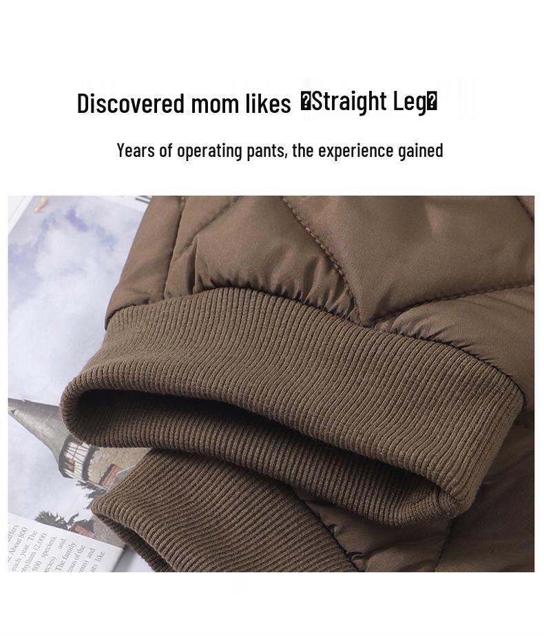 2025 Autumn/Winter Warm Elastic Waist Cotton Pants for Middle-Aged & Elderly Women - High Waist Slim Fit
