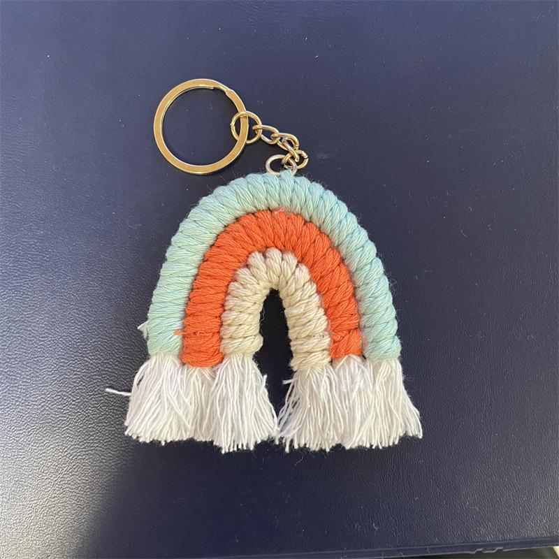 Handmade Knitted Rainbow Keychain Pendant Accessory