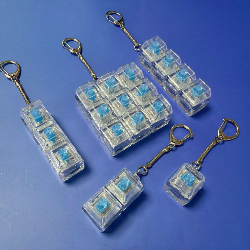 Bright RGB Ambient Lights Mechanical Switch Keychain Keyboard Key Cap Pendant Stress Relief