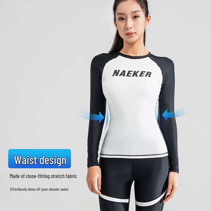 WEZHO Women's Long-Sleeve Two-Piece Rash Guard