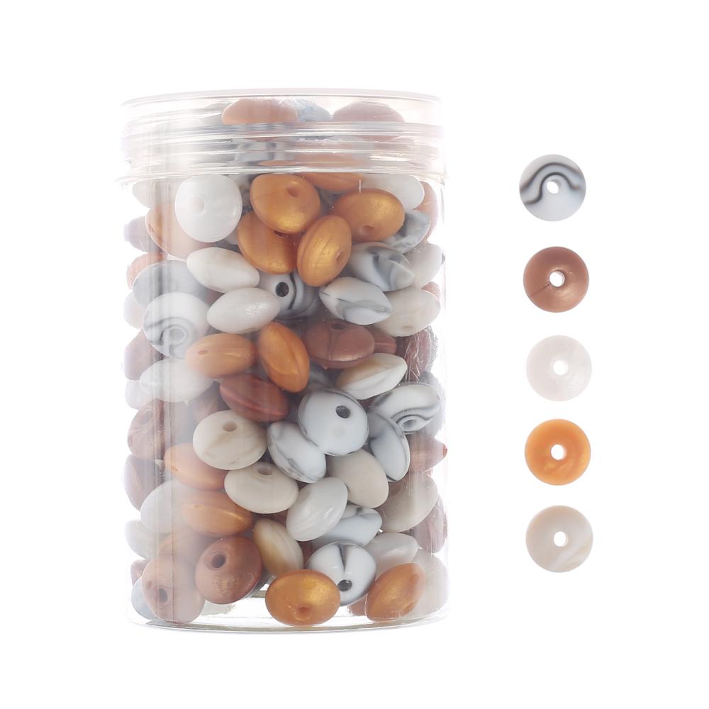 

50Pcs 12mm Silicone Lentil Beads Abacus Teething Beads Newborn Baby Rodent Pacifier Chain Bracelet Toy Accessories BPA Free