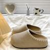 Retro Lace Bag Head Slippers Autumn and Winter New Thick-soled Lace Lazy Feeling Increased Lazy Shoes