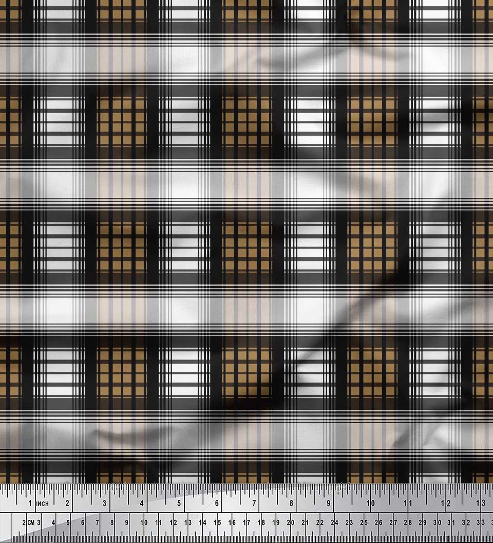 

Тканина з атласного шовку Soimoi. Принти на тканині в клітинку шириною 42 дюйми 42 Inch Wide - Satin Silk коричневий