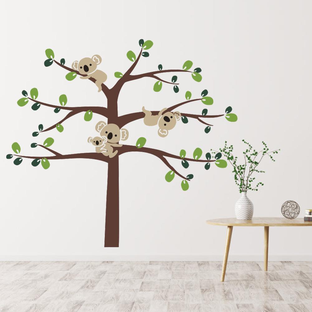 Cute Cartoon Koala and Tree Removable Wall Sticker Stylish Living Room Wall Paper Decoration