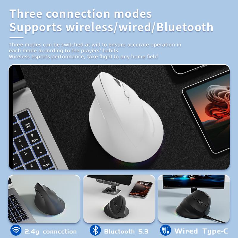 Wireless Ergonomic Mouse with Screen Display Vertical Mouse 5 Adjustable DPI Mute Buttons for Gaming PC Computer Laptops Mouse