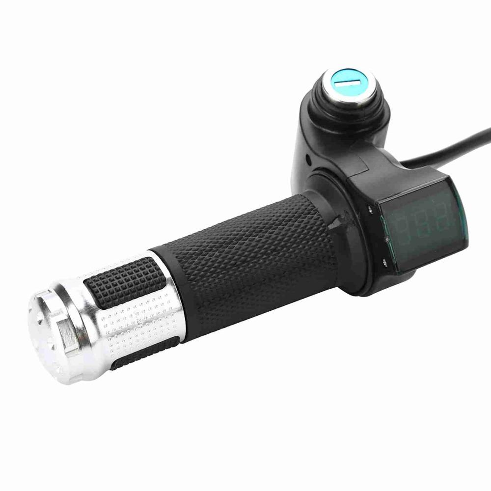 Цифровой дисплей Ручка газа для электровелосипеда Комплект для электрического самоката, Электровелосипеда, Мотоцикла серебряный