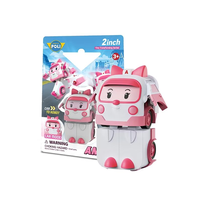 Officially Licensed Robocar Poli 2-inch Transforming Robot Set of 4 (Polly, Roy, Helly, and Amber) 2-inch Transforming Robots for Kids, Educational To