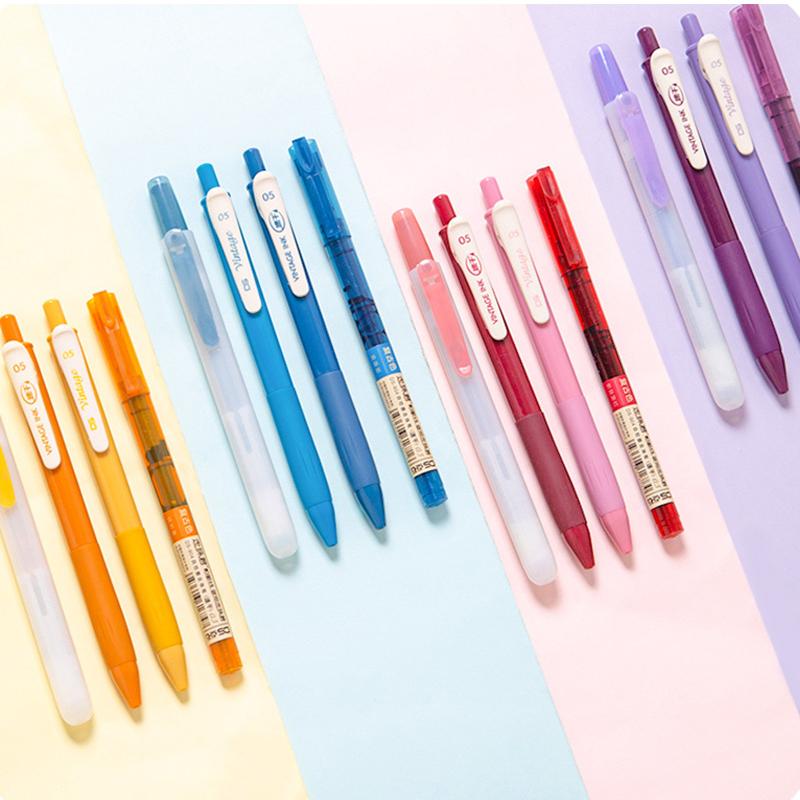4pcs Vintage Color Gradient Pens Set, Quick Dry Gel Ink Pen and Fluorescent Highlighter Marker Drawing Paint Office School A6458