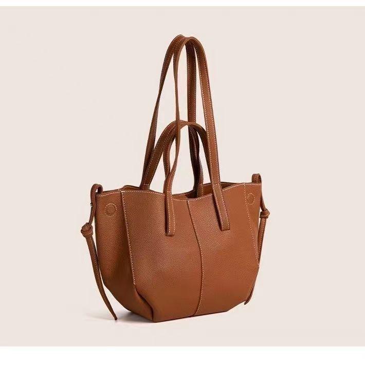 

Трендовая сумка-тоут и сумка через плечо из французской ПУ кожи большой вместимости 2024 коричневый