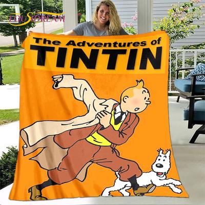 Adventures of Tintin Cartoon Soft Plush Blanket,Flannel Blanket Throw Blanket for Living Room Bedroom Bed Sofa Picnic Cover Kids