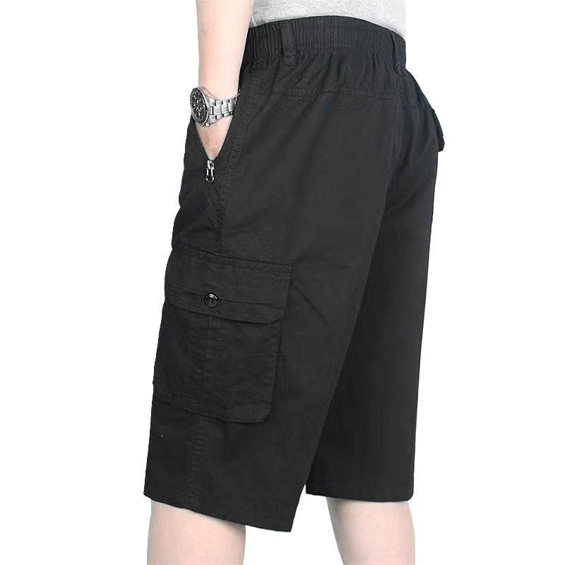 Shorts Men s Summer Thin Cotton Pants Tooling Pants Middle-aged Casual Large Size Cropped Pants Men s Summer Pants L