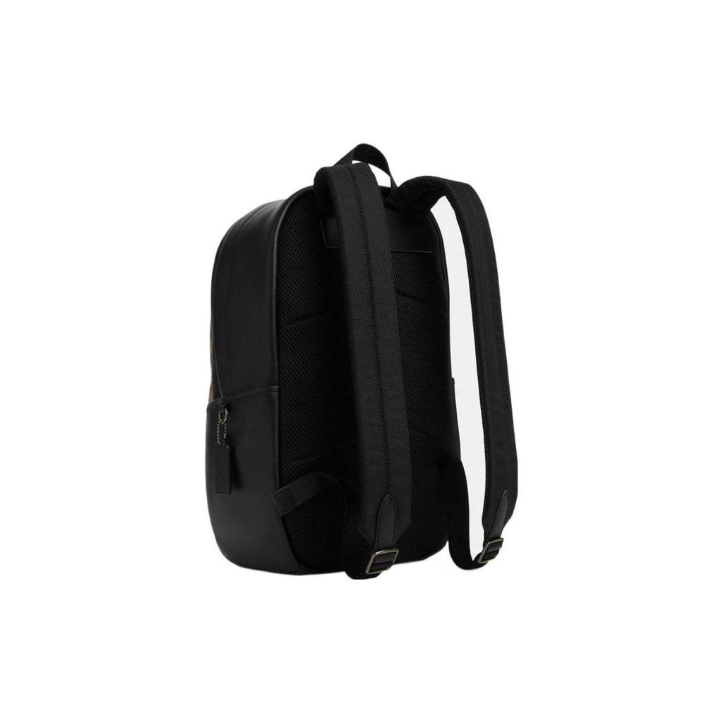 Coach Edge 30 Monogram Casual Backpack Coated Canvas With Leather Men Backpack Khaki Black CM024-QBT4U