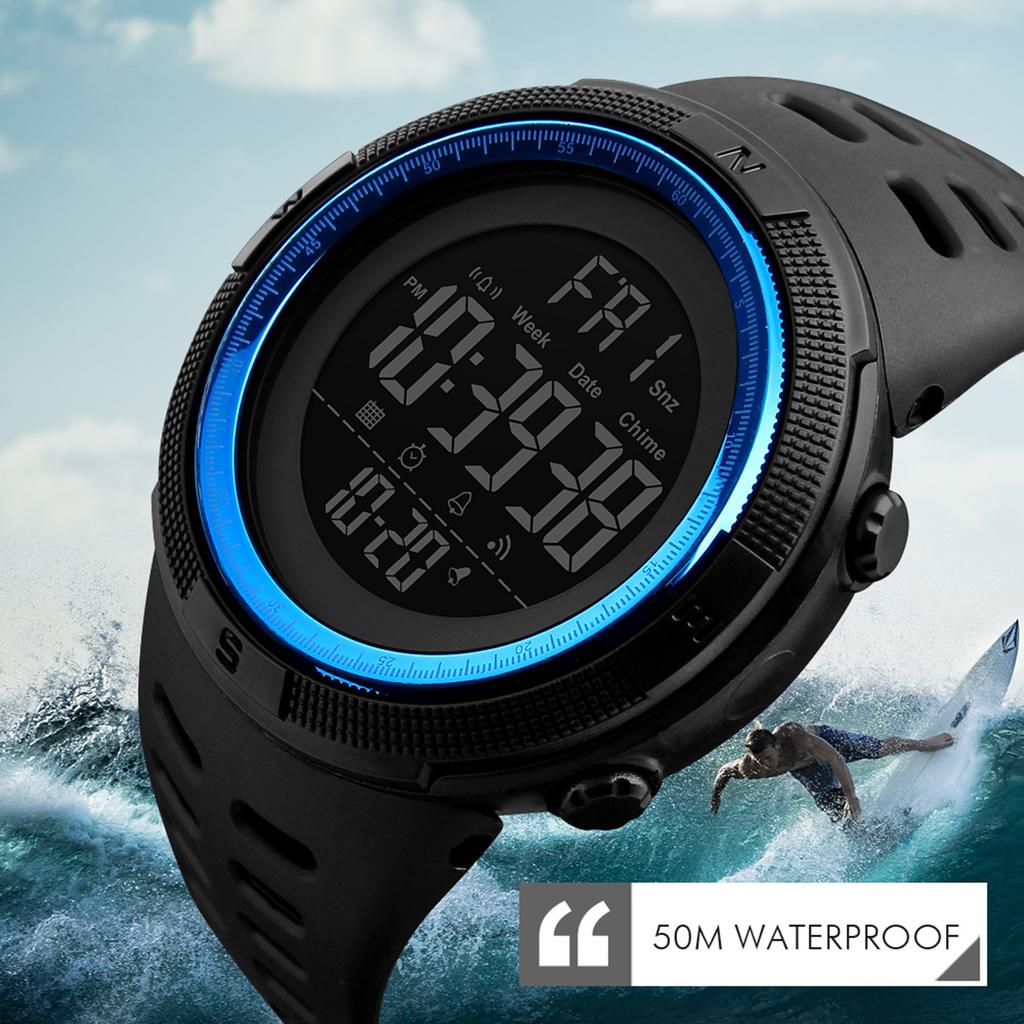   Men Sports Watches Countdown Double Time Watch Alarm Chronograph Digital Wristwatches 50M Waterproof Relogio Masculino