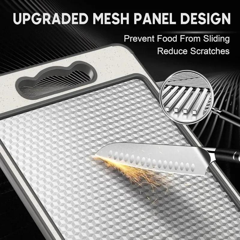 Hot Stainless Steel Cutting Board Double Sided Chopping Board for Kitchen Scratch Resistant Anti-Slip Silicone Edges