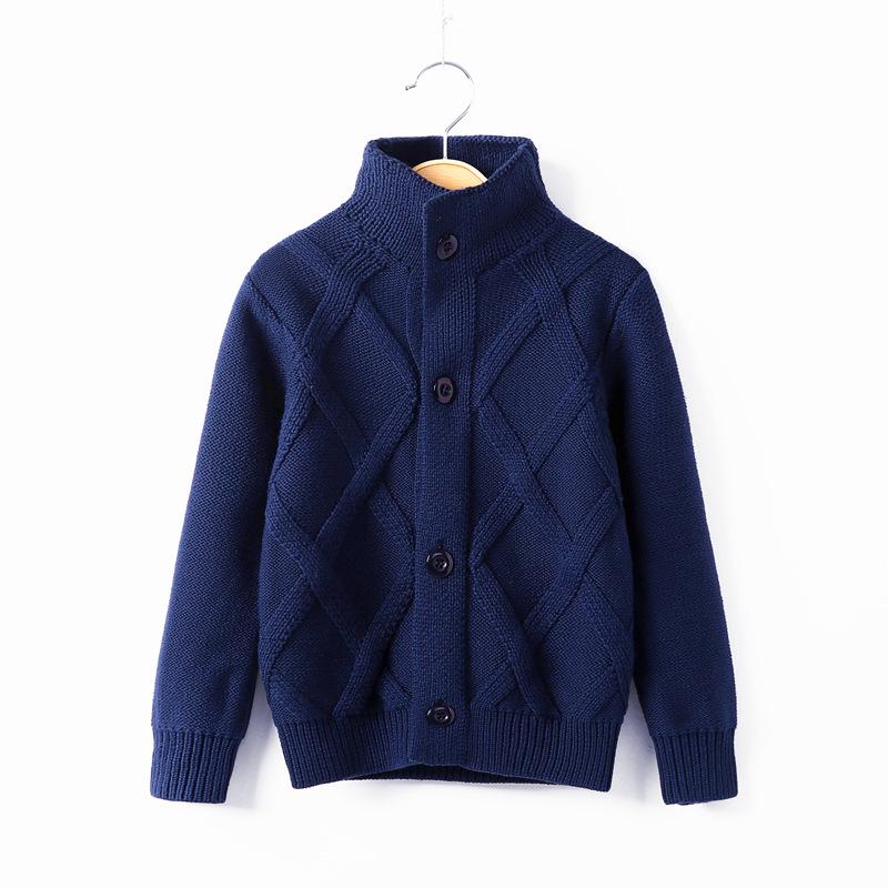 Children's High Neck Wool Cardigan - Warm Knitted Sweater for Autumn/Winter, Sizes 2-11 Years