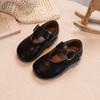 Princess Shoes Ballet Flats Fashion Retro Noteworthy Girls Shoes for Kids All Match Pretty Silhouette mary janes Shoes I10239