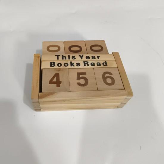 Book Read This Year Counter Wooden Reading Challenge Tracker with Number Cubes Bookshelf Decoration Book Lovers Bookworm Gift