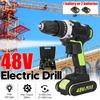 48V Electric Drill Hammer Rechargeable Cordless Drill Woodworking Power Tool with Battery