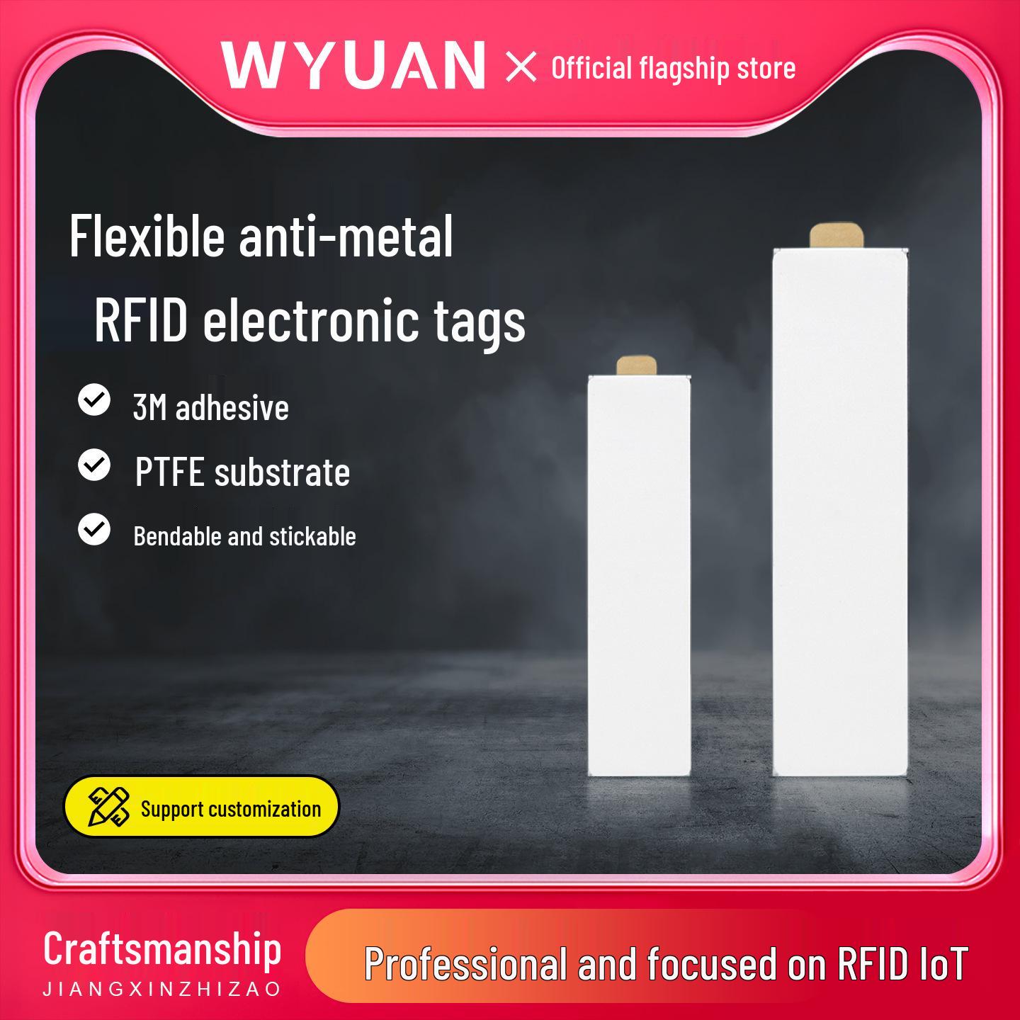 WYUAN Гибкая UHF RFID метка против металла для управления активами и инструментами 3M Adhesive / Teflon Substrate / 80*20*1.3mm