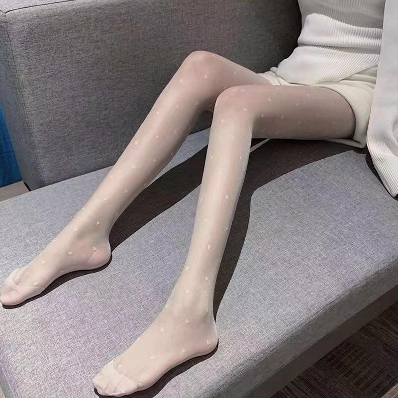 Pantyhose Woman Ultra Thin Red Heart-shaped Dots Sexy Stockings Breathable Comfortable Long Black Stockings for Women