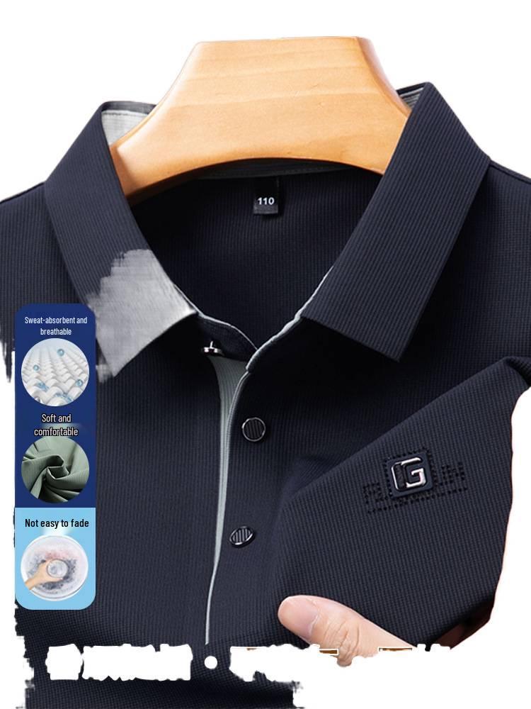 Woodpecker Men's Iron-Free Seamless Lapel Long Sleeve Polo Shirt - Versatile High-End Loose Fit