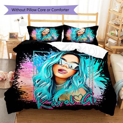 Karol G Pattern Bedding Quilt Set Quilt Cover Pillowcase Home Decoration Gift (1 * Duvet Cover + 2 * Pillowcase, Without Core)