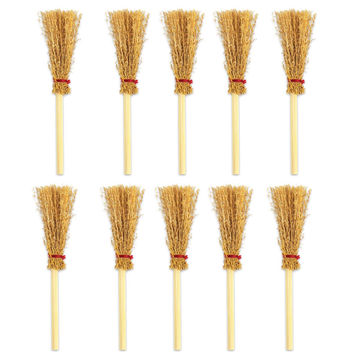 

10 шт. Мини-метла, соломенная метла ведьмы 2024, украшение на Хэллоуин, костюм, реквизит, аксессуары для кукольного домика, вечеринка на Хэллоуин, подарок детям