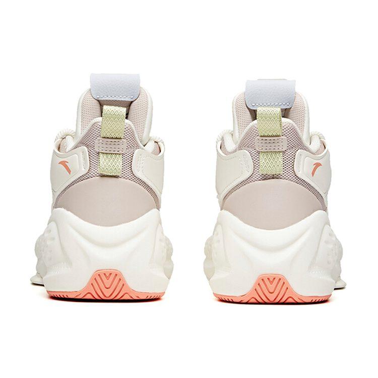 Anta Bastard Slip Resistant Cushioning Abrasion Resistant Mid Top Skateboard Shoes Women's Lotus Gray White 122048080-1