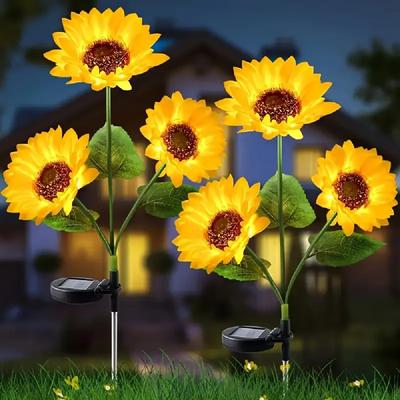 1PC Luzes de Jardim LED Girassol Movidas a Energia Solar Atmosfera Aconchegante Iluminação de Decoração Externa Para Pátio, Gramado e Quintal