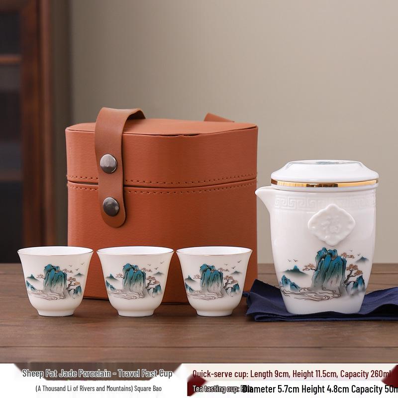 Panda-Themed Jade Tea Set 2024: Cultural Sichuan Travel Set - Perfect for Home, Outdoor Use & Gifts