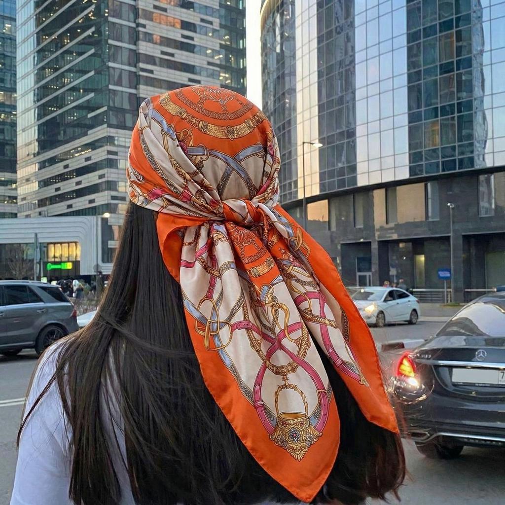 New Silk Shawl Satin Square Scarf For Women Paisley Neckerchief Female New Headband Hair Bands Print Foulard Hijab Wraps Bandana