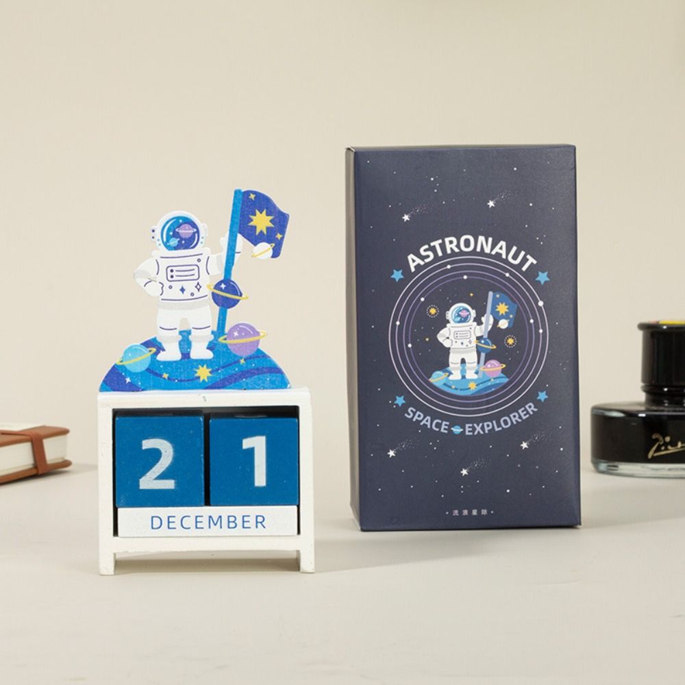 Countdown-Blockkalender der Astronaut-Serie, Zeitplanplaner, ewiger Blockkalender für das Büro