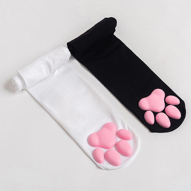 Cat Paw Pad Sock Pink Cute Lolita Thigh High Socks For Girls Kids Women Cosplay 3D Kitten Claw Stockings