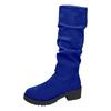 Damen Lang Runde Zehenpartie Wildleder Dicke Sohle Mode Stiefel Lässig Seitenreißverschluss Kniehoch Sexy Stiefel für Damen