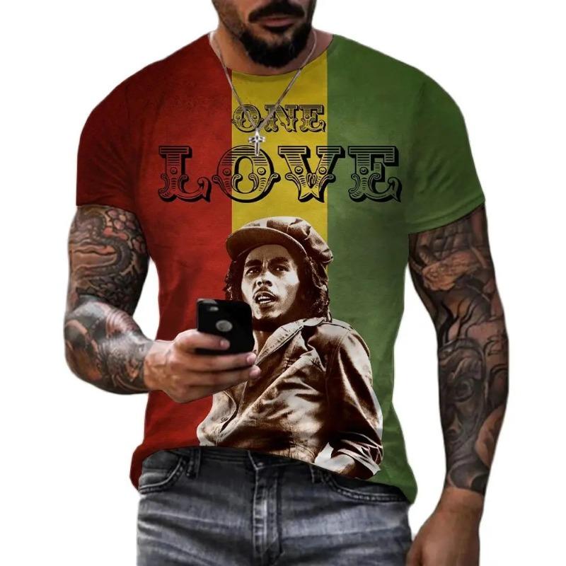Men's 3D Rock Hip Hop Rap T-shirt Fashion Trend Street Casual Round Neck Short Sleeve Top