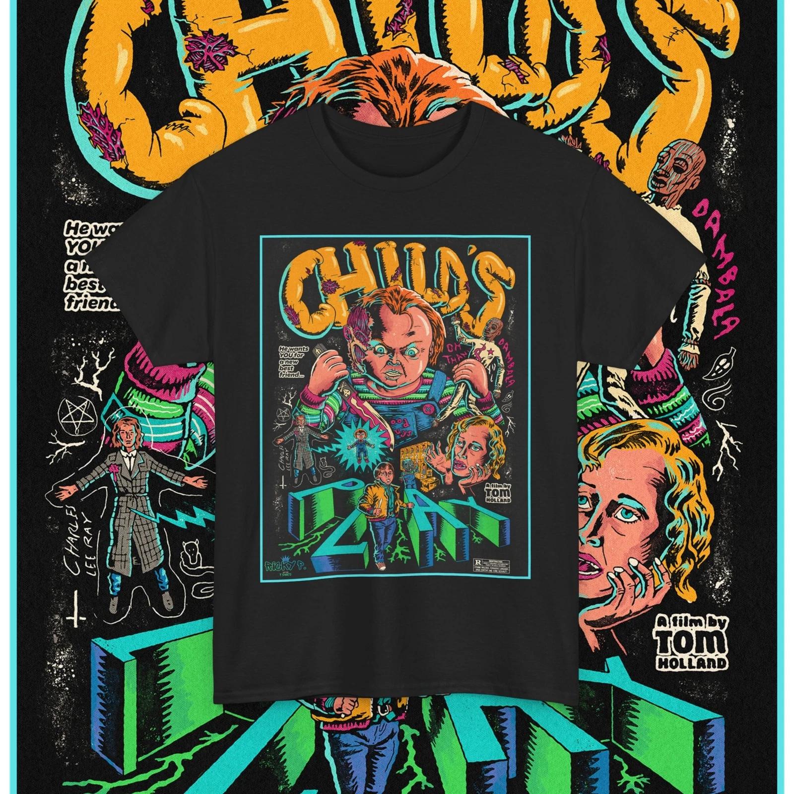 Childs Play Movie Chucky Horror 100% Cotton T-shirt Mens Tees Top Unisex Heavy Cotton Tee XL