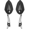 Pair of Motorcycle Mirrors, Black Aluminum Adjustable Stalk, Universal Mount for 8mm or 10mm Handlebar, for Scooters and Bikes