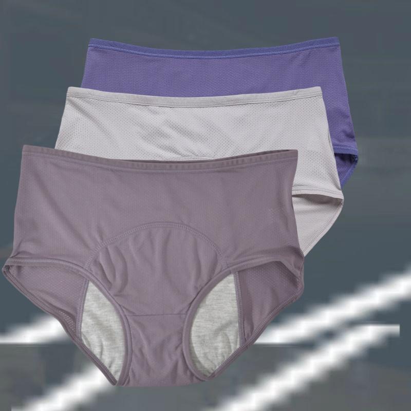 3pcs Women's Physiological Panties L-8XL Leak Proof Menstrual Comfortable Waterproof Plus Size Mid Waist Period Underwear