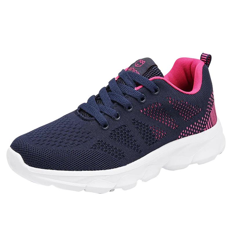 Ladies Flats Casual Sneakers Flying Weaving Non-Slip Sports Jogging Shoes Women Casual Shoes Fashion Breathable Walking Shoes