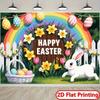 2D Easter Eggs Rabbit Garden Photography Background