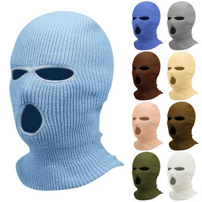 Knitted Three-Hole Balaclava Mask Full Face Cover Outdoor Windproof Headwear for Cycling Skiing and Cold Weather Protection