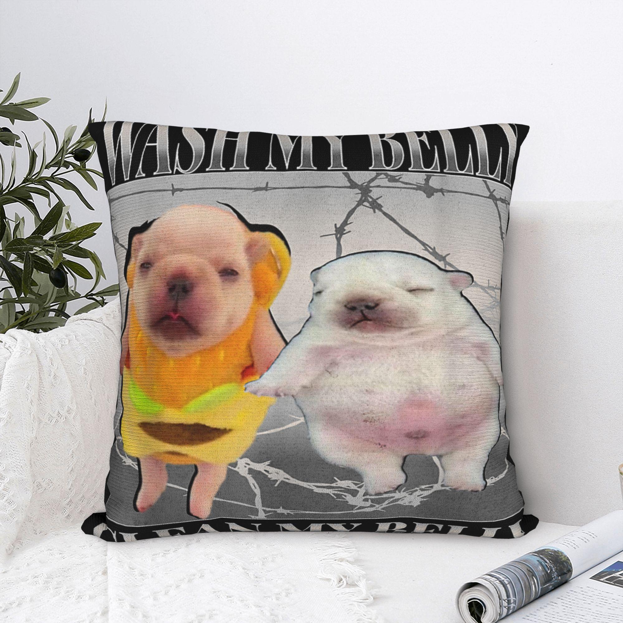 Pandara Jewelry Unisex Funny Pibble Meme Wash My Belly Clean My Belly Meme Pillow Cover Cushion Cover Fashion Pillow Case For Wedding Party Home Decor