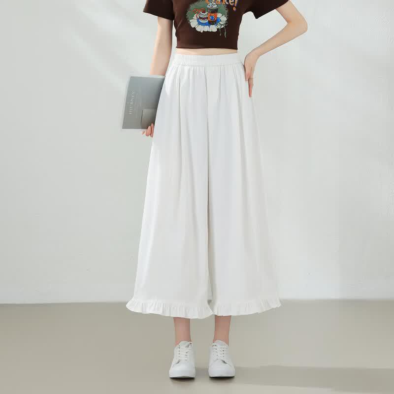 Betu Women's 2026 Summer Petal-Hem Cropped Wide-Leg Pants