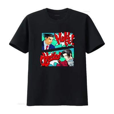 Ace Attorney Phoenix Wright Objection Hold It Gaming T Shirt For Print Vintage Washed Soft Stretched Breathable Versatile