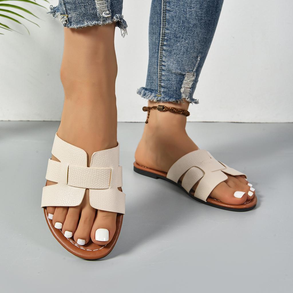 Women's Summer Fashion Slip-On Flat Sandals Minimalist Open Toe Slides Casual Outdoor Slipper