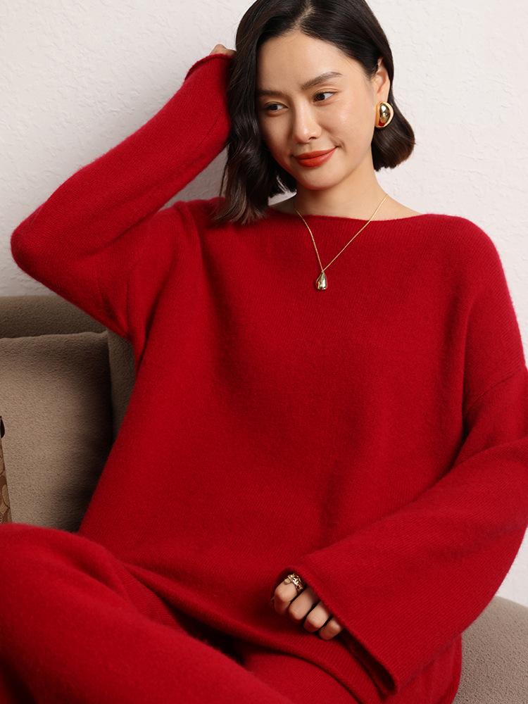 Autumn/Winter 2026 Women's Cashmere One-Shoulder Loose Pullover Sweater