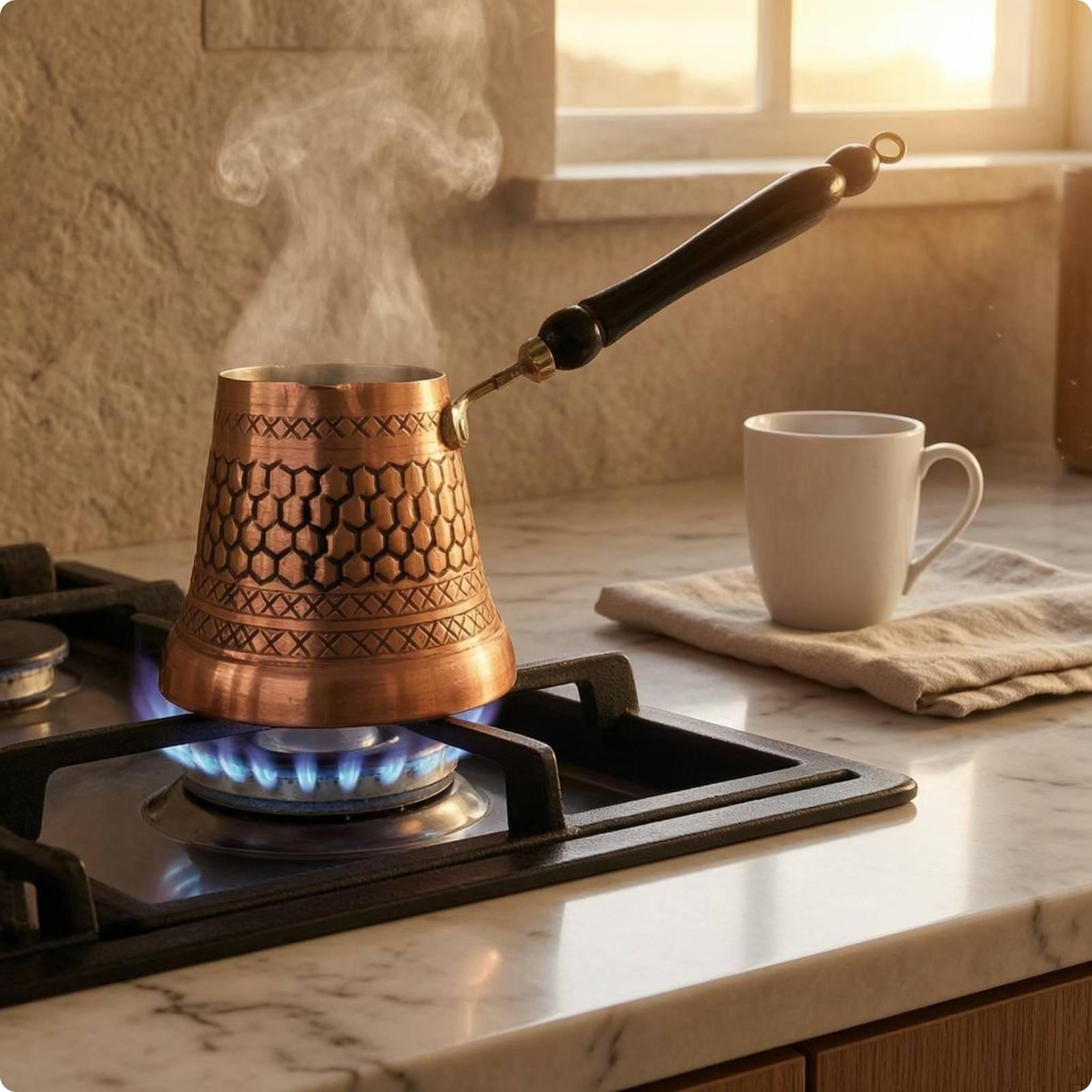 Turkish Coffee Pot Tinned Interior Copper