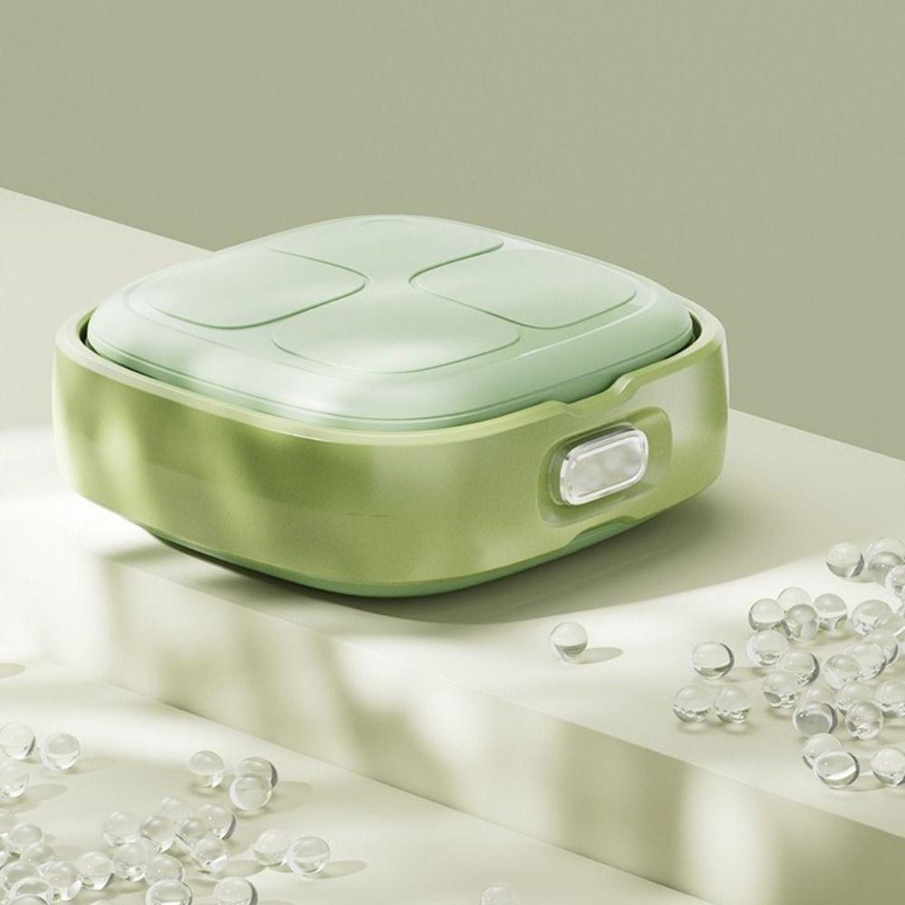 Practical Plastic Rotating Pill Box Food Grade Mini Magnetic Pill Holder Sealed Moisture-proof 4 Grids Pill Box Daily Use
